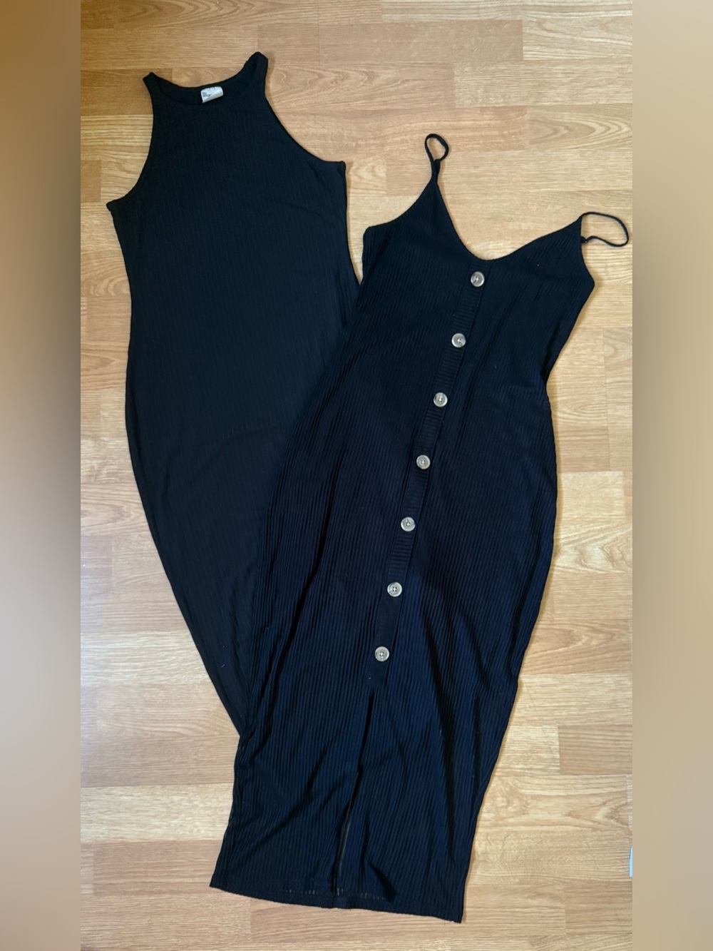 Express & NoBo. Black Ribbed Maxi Dresses — Set of 2